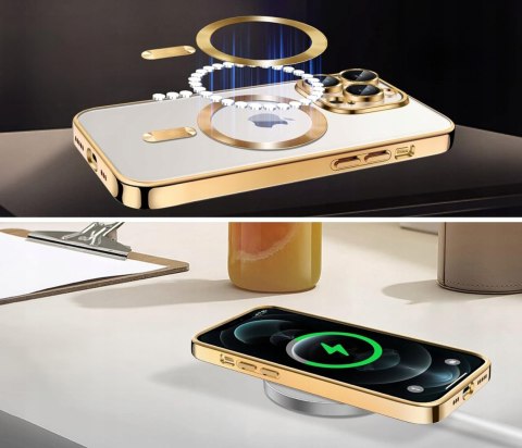 Case do iPhone 12 Pro złoty do MagSafe złote etui ochrona aparatu Gold