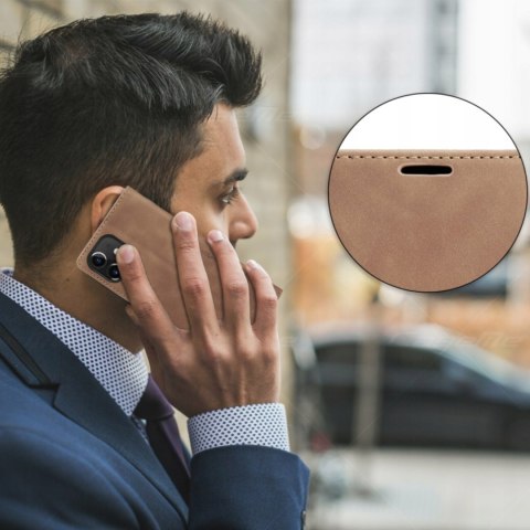 ETUI PORTFEL DO IPHONE 12 / 12 PRO Z KLAPKĄ SKÓRZANE BRĄZOWE NA MAGNES