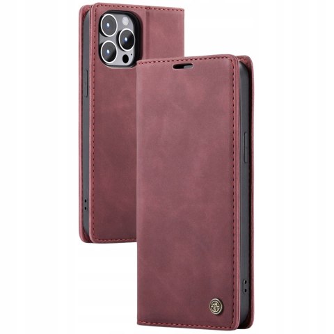 ETUI PORTFEL DO IPHONE 15 PRO MAX 6,7" SKÓRZANE CZERWONE ZAMYKANE NA MAGNES