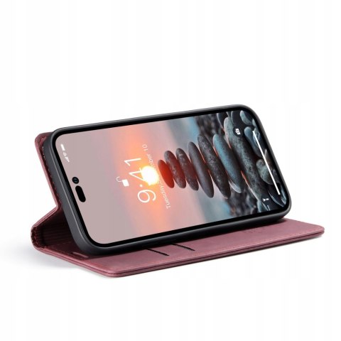 ETUI PORTFEL DO IPHONE 15 PRO MAX 6,7" SKÓRZANE CZERWONE ZAMYKANE NA MAGNES