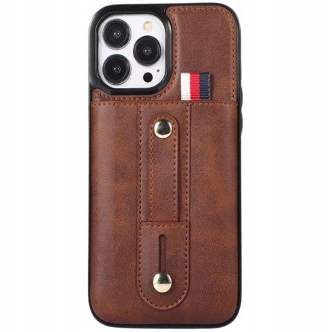 Etui Case do iPhone 14 PRO MAX 6.7" SKÓRZANE BRĄZOWE portfel na 2 karty