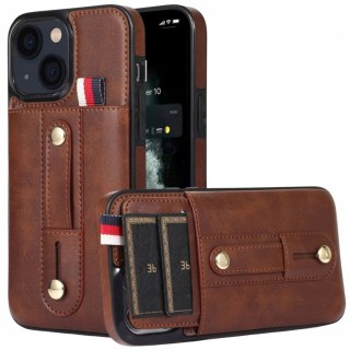 Etui do iPhone 15 SKÓRZANE BRĄZOWE case portfel na 2 karty pokrowiec skóra