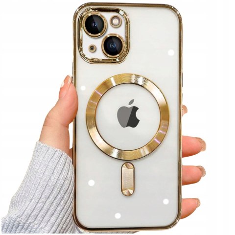 ETUI DO IPHONE 14+ PLUS 6.7" OCHRONA WYSPY APARATÓW GOLD OBUDOWA CASE