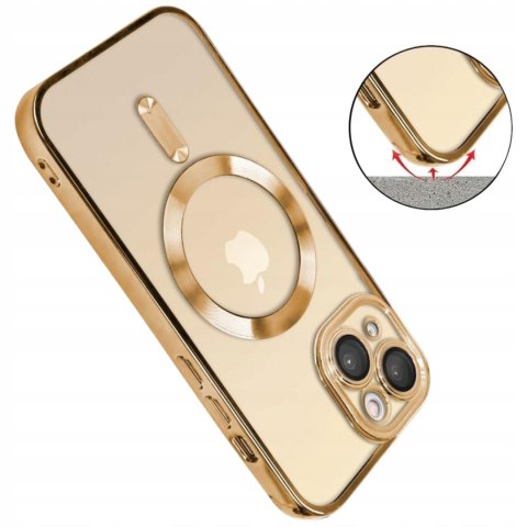 ETUI DO IPHONE 14+ PLUS 6.7" OCHRONA WYSPY APARATÓW GOLD OBUDOWA CASE