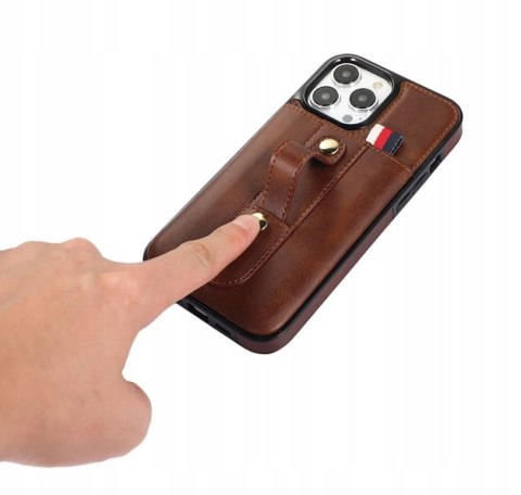 ETUI DO IPHONE 14 PRO 6.1" SKÓRZANE WYSUWANY PORTFEL CASE SKÓRA BRĄZOWE