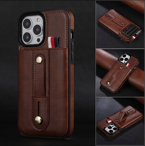 ETUI DO IPHONE 14 PRO 6.1" SKÓRZANE WYSUWANY PORTFEL CASE SKÓRA BRĄZOWE