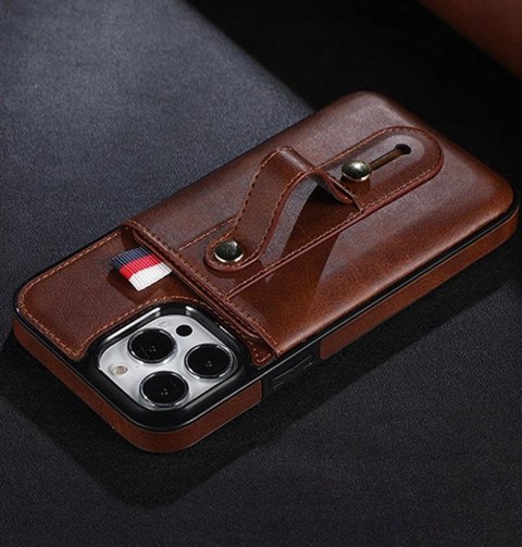 ETUI DO IPHONE 14 PRO 6.1" SKÓRZANE WYSUWANY PORTFEL CASE SKÓRA BRĄZOWE