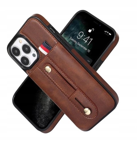 ETUI DO IPHONE 14 PRO 6.1" SKÓRZANE WYSUWANY PORTFEL CASE SKÓRA BRĄZOWE