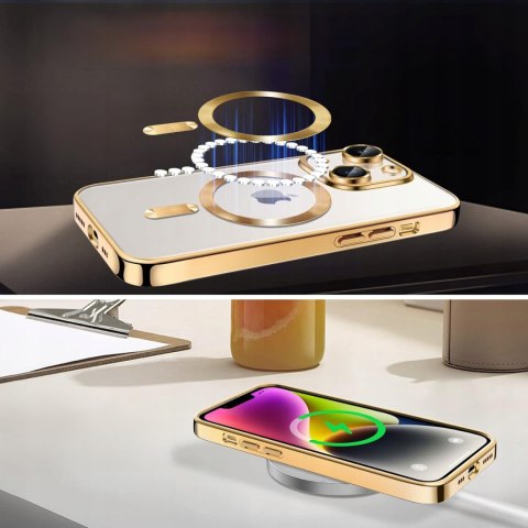 Etui do iPhone 15 złote do MagSafe złote etui ochrona aparatu Gold obudowa