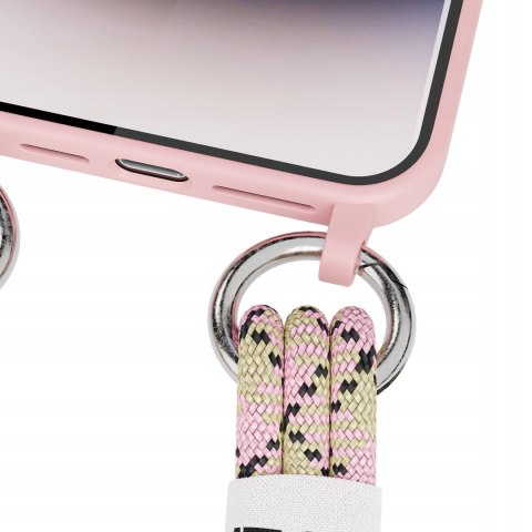 Etui ze Sznurkiem do iPhone 12 Pro Max Różowe Pudrowy Różowy Case Obudowa