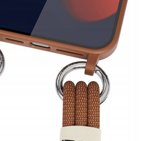 Etui ze Sznurkiem do iPhone 15 Brązowe Na Ramię Case Brązowy Obudowa