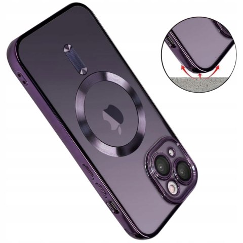 Etui Case do iPhone 15 Purpurowe Ochrona Wyspy Aparatów Przeźroczyste