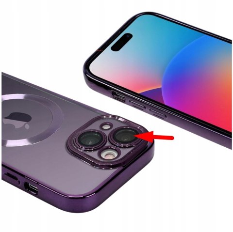 Etui Case do iPhone 15 Purpurowe Ochrona Wyspy Aparatów Przeźroczyste