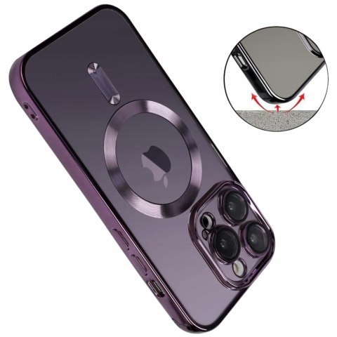 Etui Przezroczyste do iPhone 15 Pro - Purpurowe Ochrona Aparatów Indukcyjne