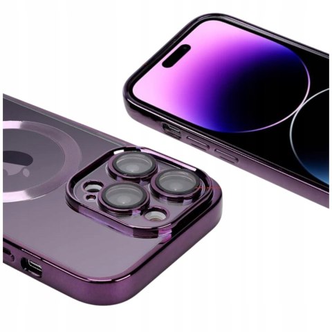 Etui Przezroczyste do iPhone 15 Pro - Purpurowe Ochrona Aparatów Indukcyjne