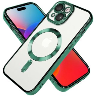 Etui do iPhone 14 Przezroczyste, Zielone, Ochrona Obiektywów Plecki Z Obram