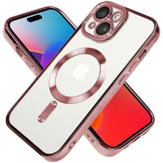 Etui do iPhone 14 Rose Gold przezroczyste do MagSafe ochrona aparatu