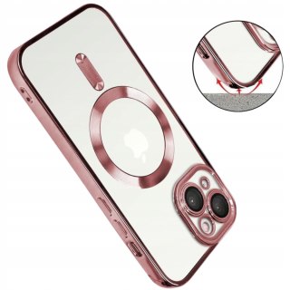 Etui do iPhone 14 Rose Gold przezroczyste do MagSafe ochrona aparatu