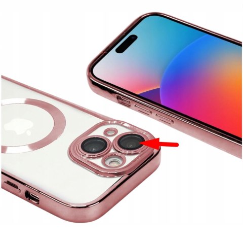 Etui do iPhone 14 Rose Gold przezroczyste do MagSafe ochrona aparatu