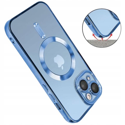 Etui do iPhone 14 niebieskie Sierra Blue przezroczyste do MagSafe ochrona a