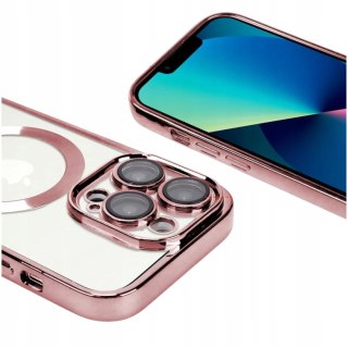 Etui do iPhone 15 Pro Przezroczyste Rose Gold z Ochroną Aparatów do MagSafe