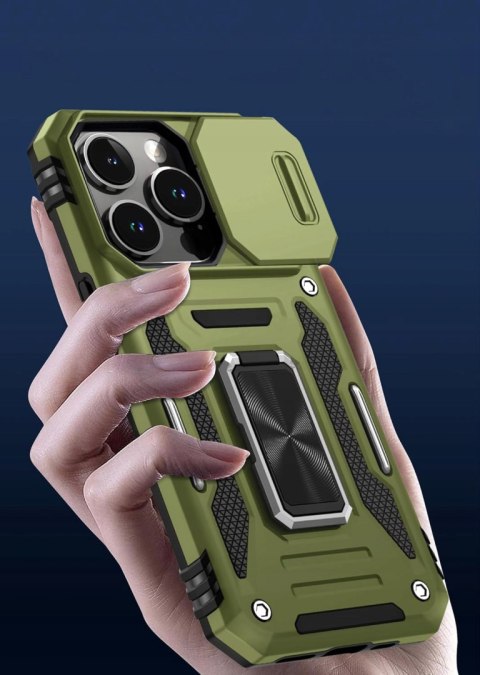 Etui do iPhone 15 Pro Max i Folia 6,7" Zielone Wojskowe Militarne Zamykane