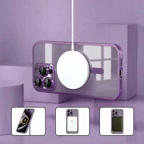 Etui do iPhone 13 Pro Max Fioletowe Matowe do MagSafe Purpurowy Mat