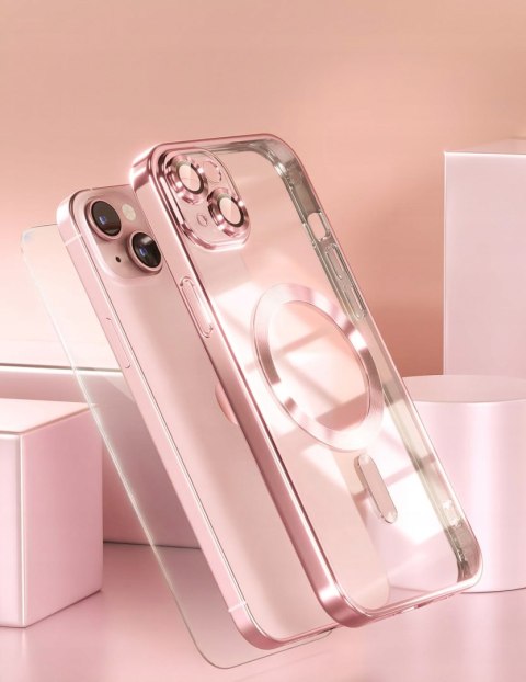 Etui do iPhone 15 RÓŻOWE Rose Gold do MagSafe case przezroczysty różowy