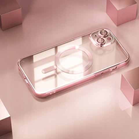 Etui do iPhone 15 RÓŻOWE Rose Gold do MagSafe case przezroczysty różowy