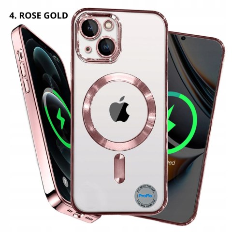 Etui do iPhone 15 RÓŻOWE Rose Gold do MagSafe case przezroczysty różowy