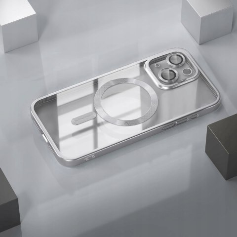 Etui do iPhone 15 Srebrne Matowe do MagSafe Srebrny Mat bezbarwne