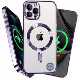 Etui do iPhone 15 Pro Max 6,7" Fioletowe do MagSafe przezroczyste purpurowe