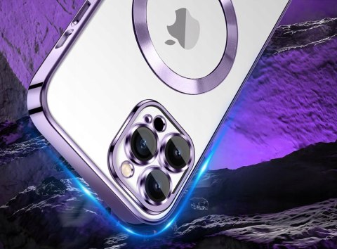 Etui do iPhone 11 PRO MAX do MagSafe fioletowe obramowanie case fioletowy