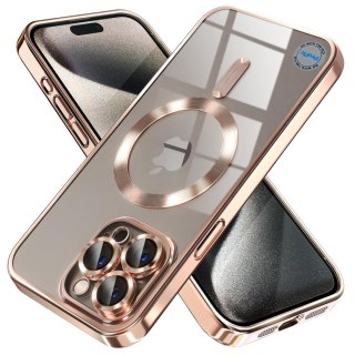 Etui do iPhone 15 PRO MAX 6,7" ZŁOTE do MagSafe bezbarwne OCHRONA APARATU