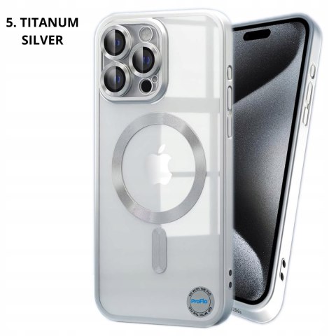 Etui do iPhone 15 Pro Max Srebrne Matowe do MagSafe Tytan Srebrny Mat